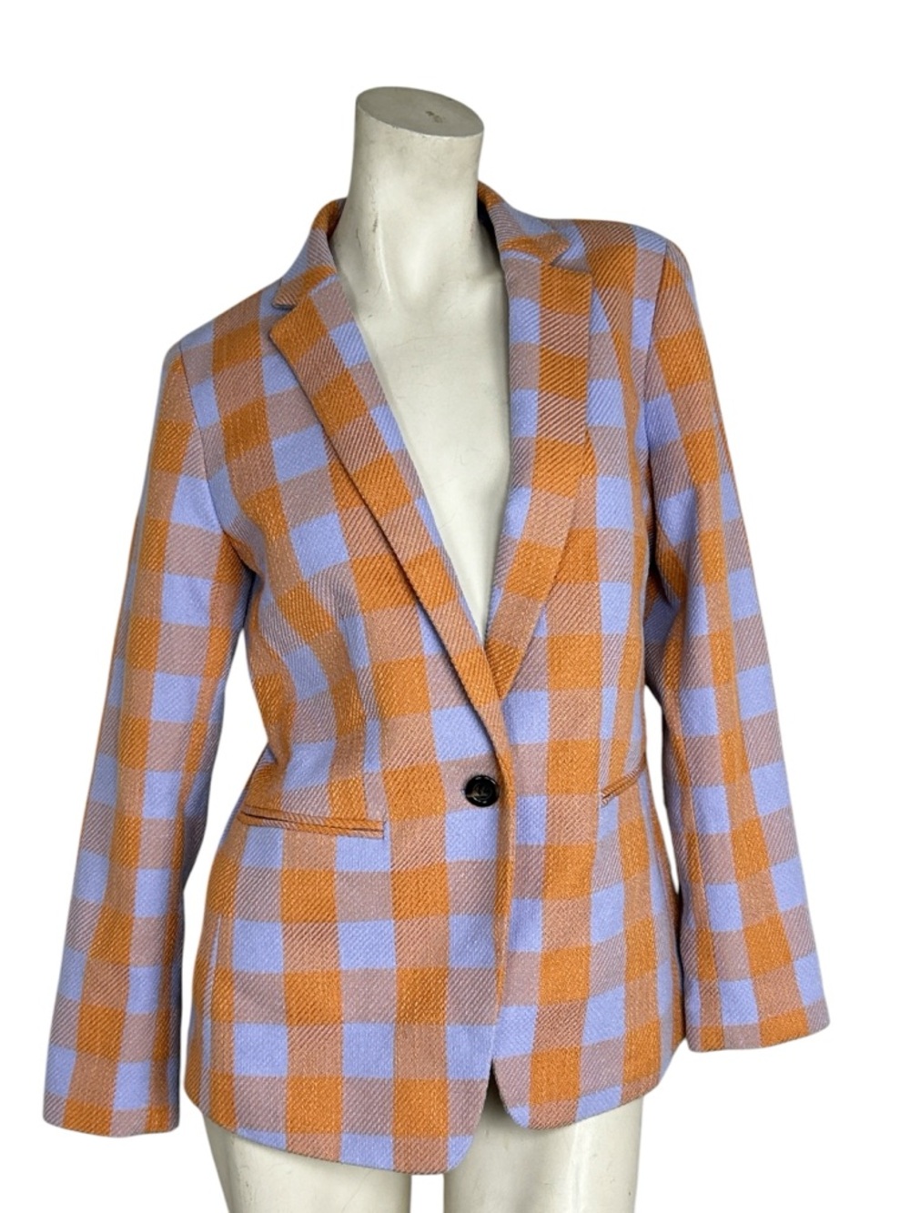 Ann Taylor Petite Hutton Blazer Gingham Textured Jacket 10P Career Chic Spring - Picture 2 of 10